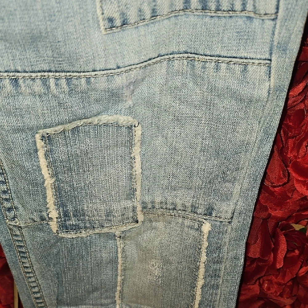 Justice Girls Light Blue Denim Patchwork Jeans Size 16½
